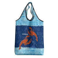 Turks and Caicos Islands Grocery Bag with Red Crab and Ocean Wave Coral Reef Design - Wonder Print Shop