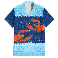 Turks and Caicos Islands Hawaiian Shirt with Red Crab and Ocean Wave Coral Reef Design - Wonder Print Shop