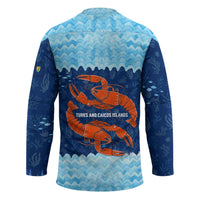 Turks and Caicos Islands Hockey Jersey with Red Crab and Ocean Wave Coral Reef Design - Wonder Print Shop