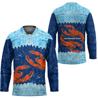 Turks and Caicos Islands Hockey Jersey with Red Crab and Ocean Wave Coral Reef Design - Wonder Print Shop