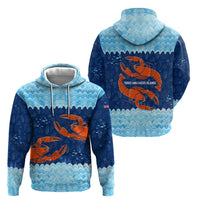 Turks and Caicos Islands Hoodie with Red Crab and Ocean Wave Coral Reef Design - Wonder Print Shop
