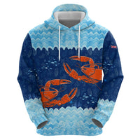 Turks and Caicos Islands Hoodie with Red Crab and Ocean Wave Coral Reef Design - Wonder Print Shop