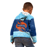 Turks and Caicos Islands Kid Hoodie with Red Crab and Ocean Wave Coral Reef Design - Wonder Print Shop