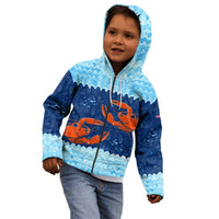 Turks and Caicos Islands Kid Hoodie with Red Crab and Ocean Wave Coral Reef Design - Wonder Print Shop