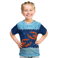 Turks and Caicos Islands Kid T Shirt with Red Crab and Ocean Wave Coral Reef Design - Wonder Print Shop