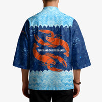 Turks and Caicos Islands Kimono with Red Crab and Ocean Wave Coral Reef Design - Wonder Print Shop