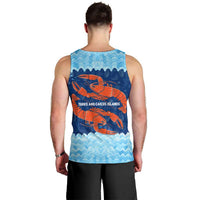Turks and Caicos Islands Men Tank Top with Red Crab and Ocean Wave Coral Reef Design - Wonder Print Shop