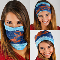 Turks and Caicos Islands Neck Gaiter with Red Crab and Ocean Wave Coral Reef Design - Wonder Print Shop