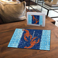 Turks and Caicos Islands Puzzle with Red Crab and Ocean Wave Coral Reef Design - Wonder Print Shop