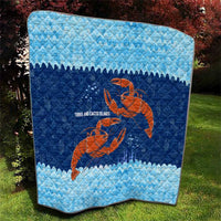 Turks and Caicos Islands Quilt with Red Crab and Ocean Wave Coral Reef Design - Wonder Print Shop