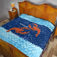 Turks and Caicos Islands Quilt with Red Crab and Ocean Wave Coral Reef Design - Wonder Print Shop