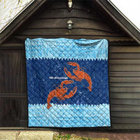 Turks and Caicos Islands Quilt with Red Crab and Ocean Wave Coral Reef Design - Wonder Print Shop