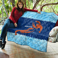 Turks and Caicos Islands Quilt with Red Crab and Ocean Wave Coral Reef Design - Wonder Print Shop