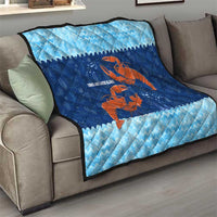 Turks and Caicos Islands Quilt with Red Crab and Ocean Wave Coral Reef Design - Wonder Print Shop