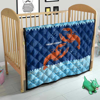 Turks and Caicos Islands Quilt with Red Crab and Ocean Wave Coral Reef Design - Wonder Print Shop