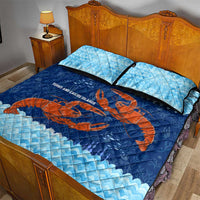 Turks and Caicos Islands Quilt Bed Set with Red Crab and Ocean Wave Coral Reef Design - Wonder Print Shop