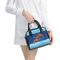 Turks and Caicos Islands Shoulder Handbag with Red Crab and Ocean Wave Coral Reef Design - Wonder Print Shop