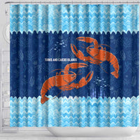Turks and Caicos Islands Shower Curtain with Red Crab and Ocean Wave Coral Reef Design - Wonder Print Shop