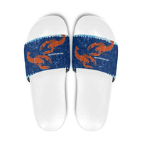 Turks and Caicos Islands Slide Sandals with Red Crab and Ocean Wave Coral Reef Design - Wonder Print Shop