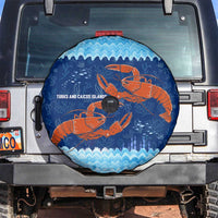 Turks and Caicos Islands Spare Tire Cover with Red Crab and Ocean Wave Coral Reef Design - Wonder Print Shop