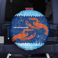 Turks and Caicos Islands Spare Tire Cover with Red Crab and Ocean Wave Coral Reef Design - Wonder Print Shop