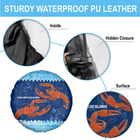 Turks and Caicos Islands Spare Tire Cover with Red Crab and Ocean Wave Coral Reef Design - Wonder Print Shop