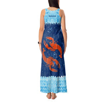 Turks and Caicos Islands Tank Maxi Dress with Red Crab and Ocean Wave Coral Reef Design - Wonder Print Shop