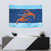 Turks and Caicos Islands Tapestry with Red Crab and Ocean Wave Coral Reef Design - Wonder Print Shop