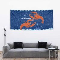 Turks and Caicos Islands Tapestry with Red Crab and Ocean Wave Coral Reef Design - Wonder Print Shop