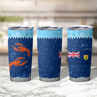 Turks and Caicos Islands Tumbler Cup with Red Crab and Ocean Wave Coral Reef Design - Wonder Print Shop