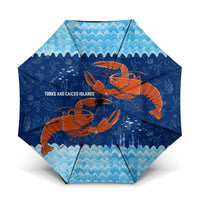 Turks and Caicos Islands Umbrella with Red Crab and Ocean Wave Coral Reef Design - Wonder Print Shop