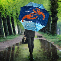 Turks and Caicos Islands Umbrella with Red Crab and Ocean Wave Coral Reef Design - Wonder Print Shop