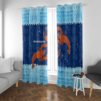 Turks and Caicos Islands Window Curtain with Red Crab and Ocean Wave Coral Reef Design - Wonder Print Shop