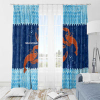 Turks and Caicos Islands Window Curtain with Red Crab and Ocean Wave Coral Reef Design - Wonder Print Shop