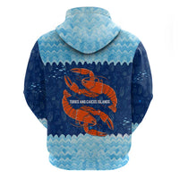 Turks and Caicos Islands Zip Hoodie with Red Crab and Ocean Wave Coral Reef Design - Wonder Print Shop