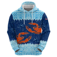 Turks and Caicos Islands Zip Hoodie with Red Crab and Ocean Wave Coral Reef Design - Wonder Print Shop