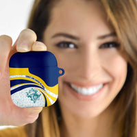 Turks and Caicos Islands AirPods Case with Sea Shell Graphic and Yellow Blue Wave Design - Wonder Print Shop