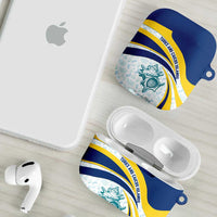 Turks and Caicos Islands AirPods Case with Sea Shell Graphic and Yellow Blue Wave Design - Wonder Print Shop