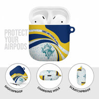 Turks and Caicos Islands AirPods Case with Sea Shell Graphic and Yellow Blue Wave Design - Wonder Print Shop