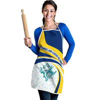 Turks and Caicos Islands Apron with Sea Shell Graphic and Yellow Blue Wave Design - Wonder Print Shop