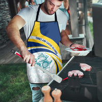 Turks and Caicos Islands Apron with Sea Shell Graphic and Yellow Blue Wave Design - Wonder Print Shop