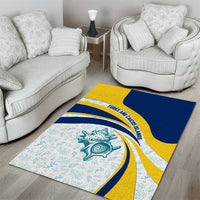 Turks and Caicos Islands Area Rug with Sea Shell Graphic and Yellow Blue Wave Design - Wonder Print Shop