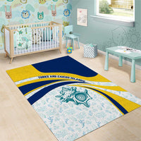 Turks and Caicos Islands Area Rug with Sea Shell Graphic and Yellow Blue Wave Design - Wonder Print Shop