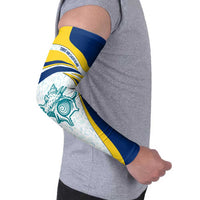 Turks and Caicos Islands Arm Sleeves with Sea Shell Graphic and Yellow Blue Wave Design - Wonder Print Shop