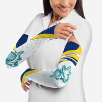 Turks and Caicos Islands Arm Sleeves with Sea Shell Graphic and Yellow Blue Wave Design - Wonder Print Shop