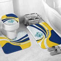 Turks and Caicos Islands Bathroom Set with Sea Shell Graphic and Yellow Blue Wave Design - Wonder Print Shop