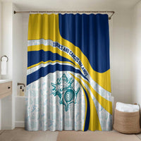 Turks and Caicos Islands Bathroom Set with Sea Shell Graphic and Yellow Blue Wave Design - Wonder Print Shop