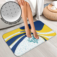 Turks and Caicos Islands Bathroom Set with Sea Shell Graphic and Yellow Blue Wave Design - Wonder Print Shop