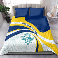 Turks and Caicos Islands Bedding Set with Sea Shell Graphic and Yellow Blue Wave Design - Wonder Print Shop