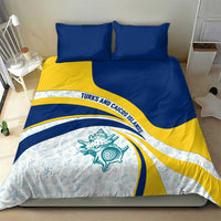 Turks and Caicos Islands Bedding Set with Sea Shell Graphic and Yellow Blue Wave Design - Wonder Print Shop